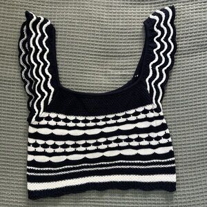 NWT Blu Pepper Crochet Knit Navy Striped Tank